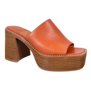 Jeffrey Campbell Anthropologie Concert Heels Honey Orange Leather Mule Size 8